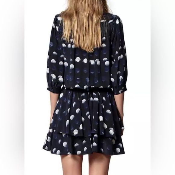 Zadig & Voltaire Navy Blue Silk Roka Dots Mini Dress - Picture 4 of 10
